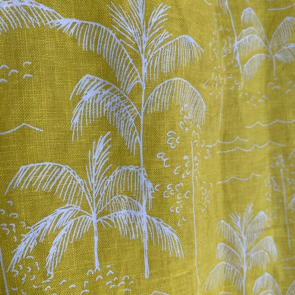 C&C California Yellow 100%Linen Sundress Palm Tree Beach Print Hi-Lo Size XS - Picture 4 of 13